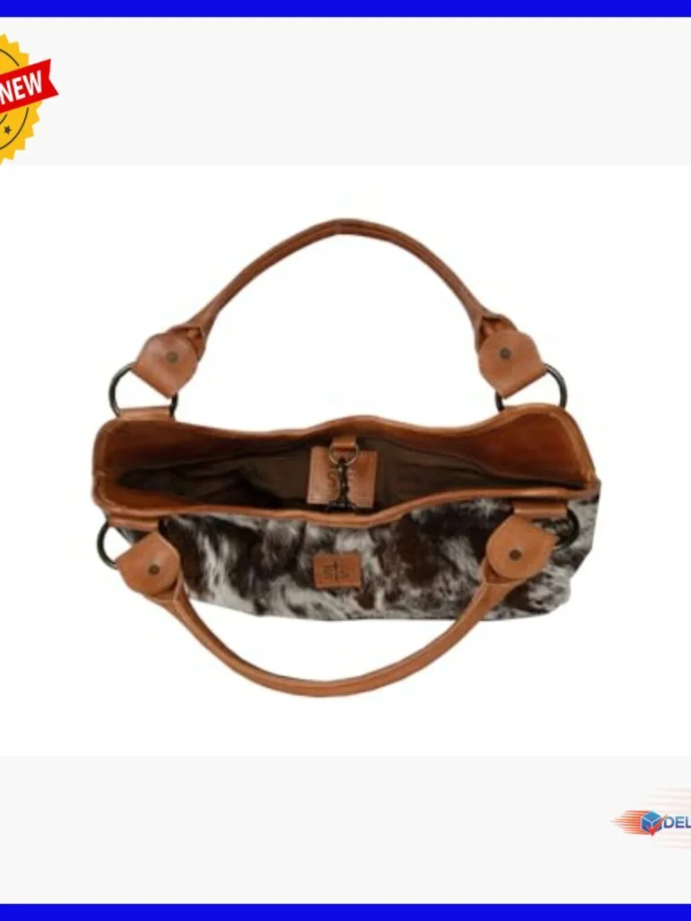 Genuine Leather Hobo Handbag with Lobster Clasp Closure